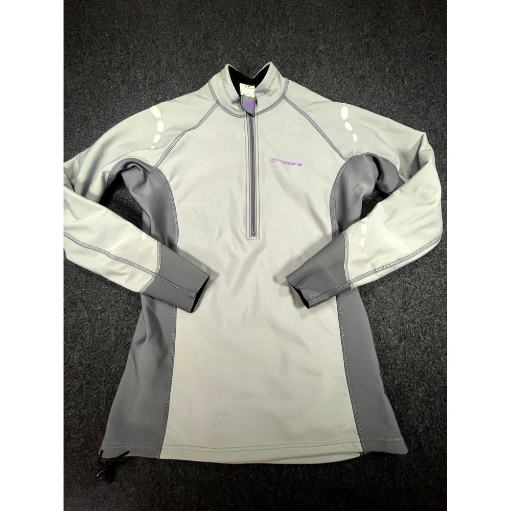 Lavacore 1/2 Zip Shirt Women 18 Gray Purple Logo Thermal Diving Surf Long Sleeve